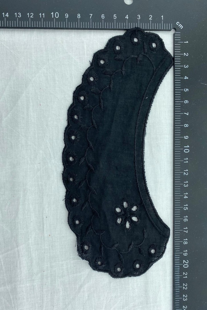 Siyah Mat Polyester Vual Brode Yaka, Yerli