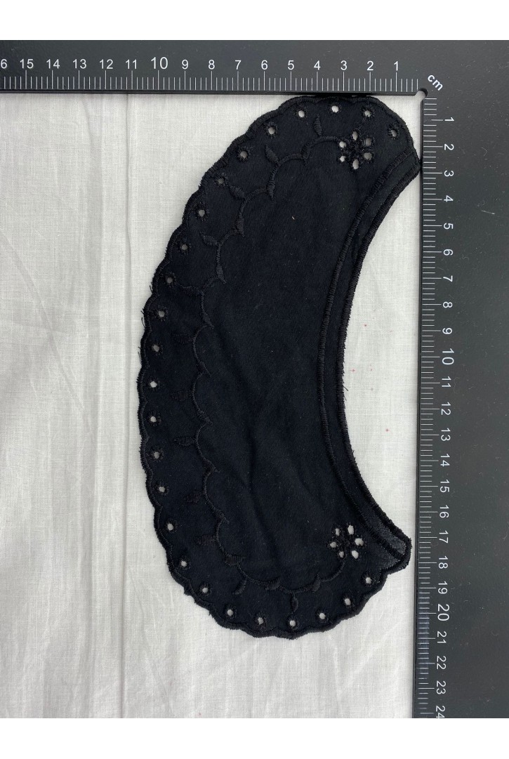 Siyah Mat Polyester Vual Yaka Brode - 2 Beden