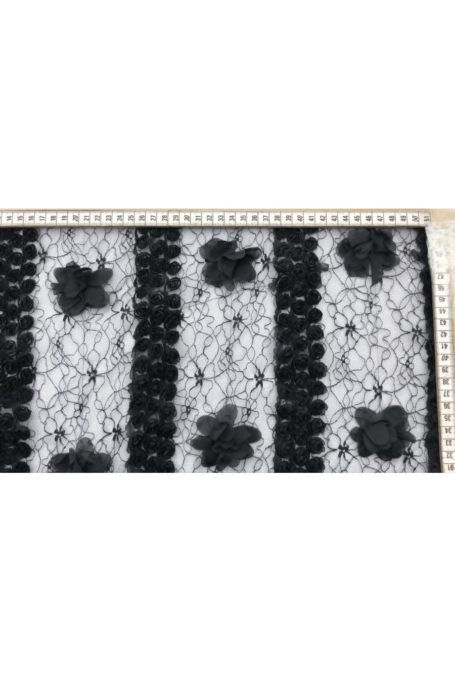 6219-KG 3 Boyutlu Siyah Süzeneli İthal Dantel