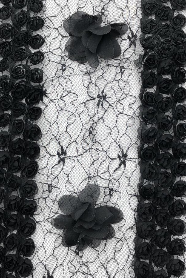 3 Boyutlu Siyah Süzeneli İthal Dantel