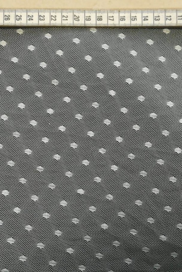 Beyaz Puanlı İthal Tül Kumaş, 165 cm