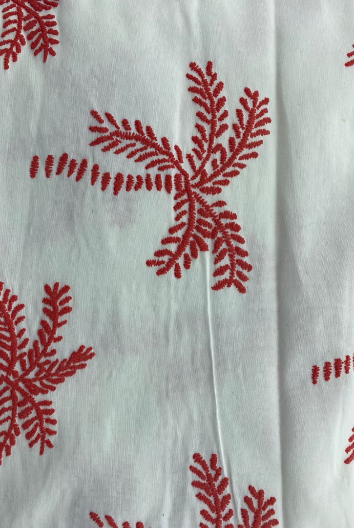 Mercan Baskılı Pamuk Polyester Kumaş, Yerli, 150 cm