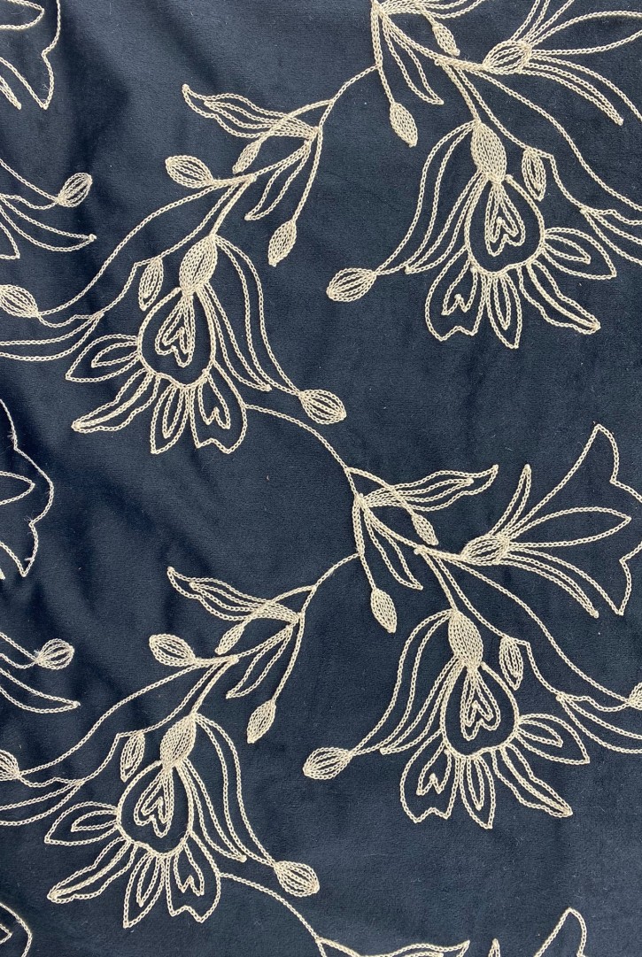 20790 KUMAŞ/YERLİ/LEZ/POLYESTER/SÜET/NAKIŞLI/SİYAH/155 CM