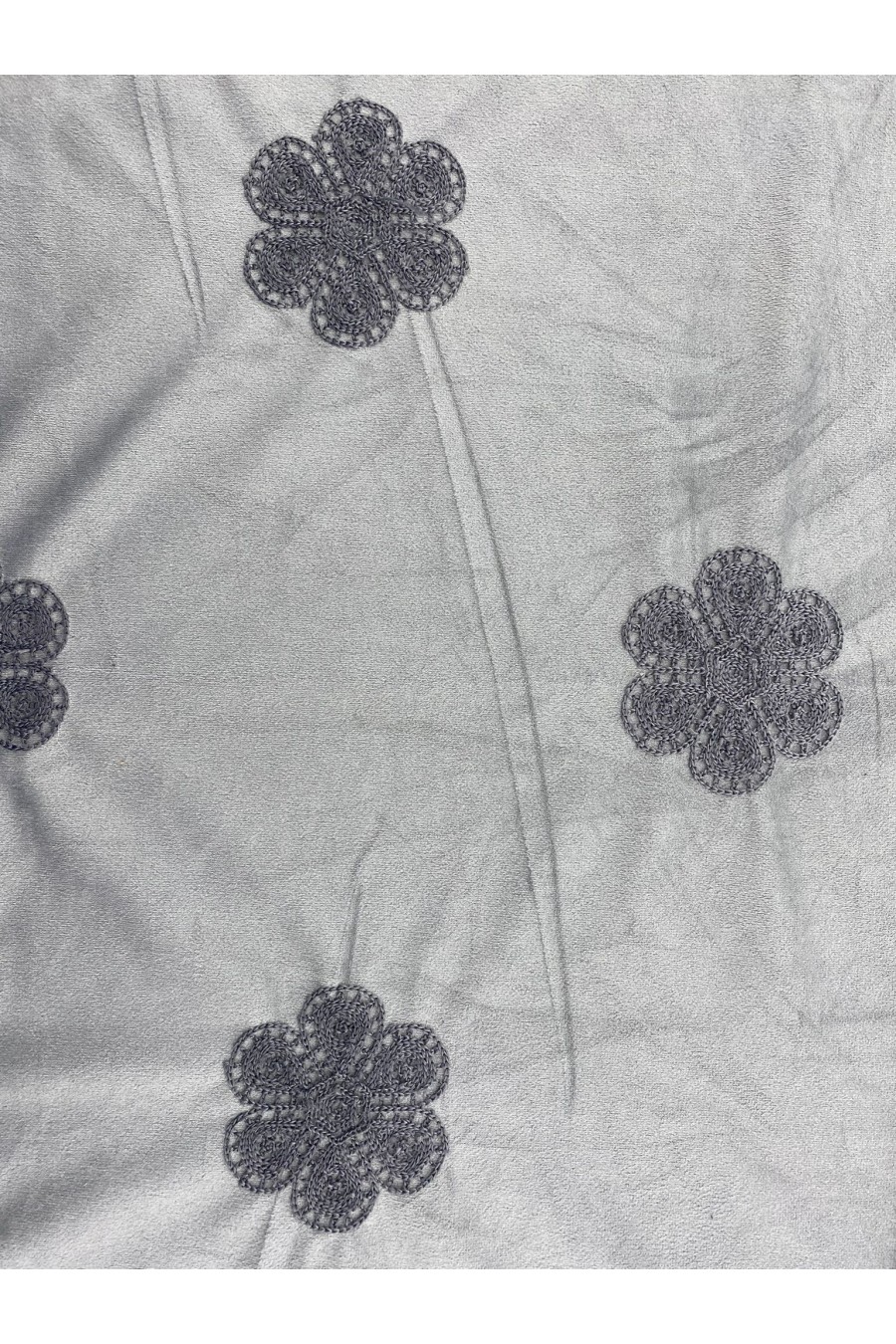 20791 KUMAŞ/YERLİ/LEZ/POLYESTER/SÜET/NAKIŞLI/GRİ/155 CM