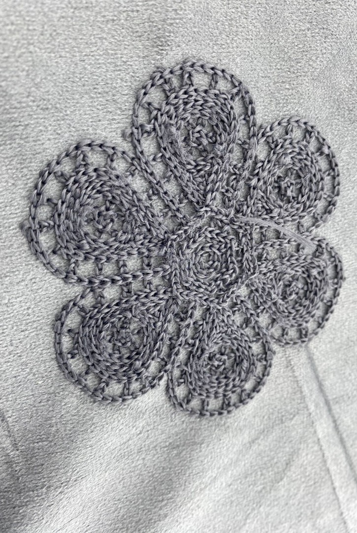 20791 KUMAŞ/YERLİ/LEZ/POLYESTER/SÜET/NAKIŞLI/GRİ/155 CM