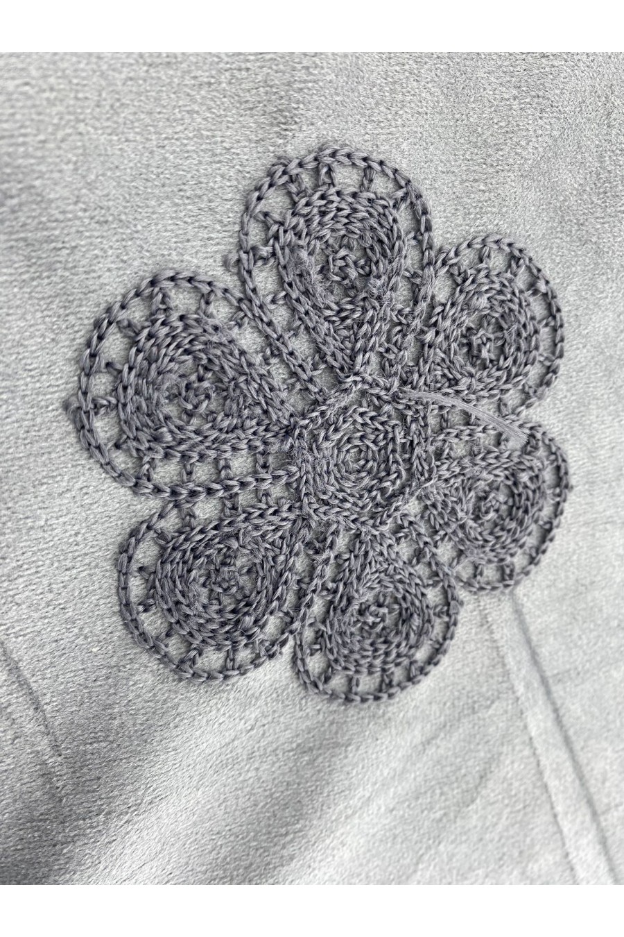 20791 KUMAŞ/YERLİ/LEZ/POLYESTER/SÜET/NAKIŞLI/GRİ/155 CM