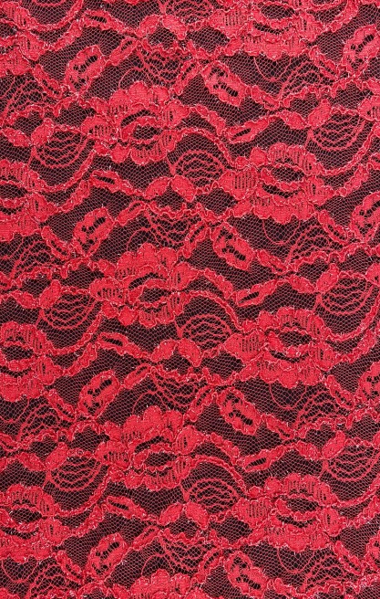 Sakallı Mikro Polyester Dantel, Kırmızı, 150 cm