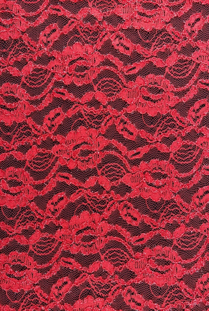 Sakallı Mikro Polyester Dantel, Kırmızı, 150 cm