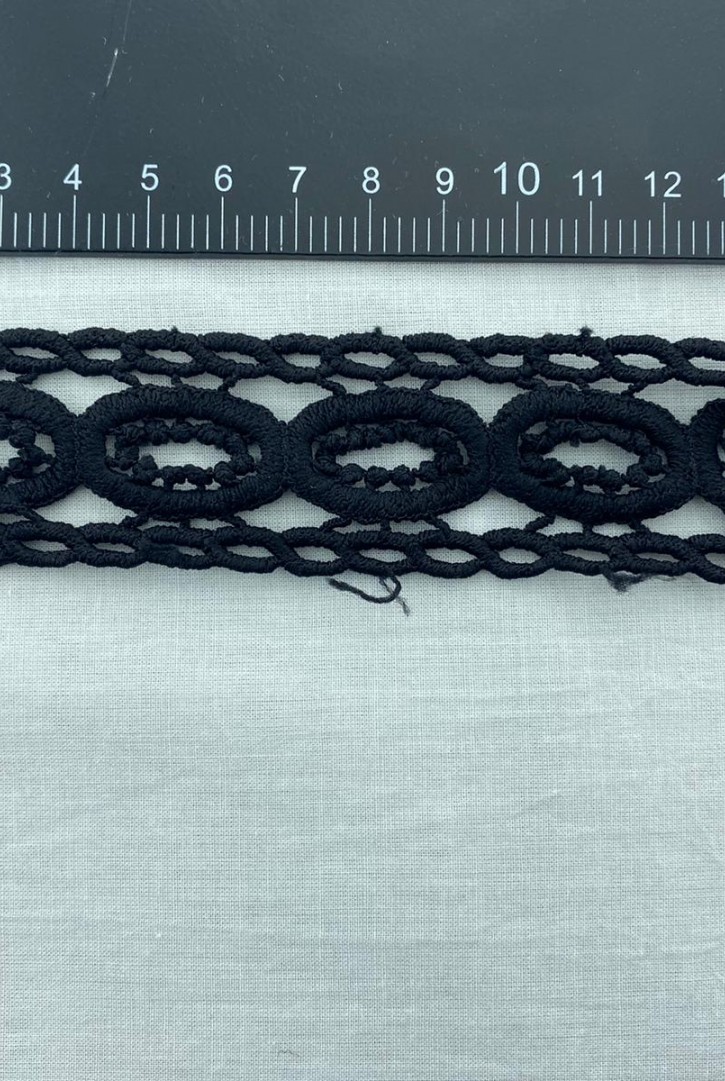 Siyah Kuş Gözü Detaylı Yerli Brode Bant