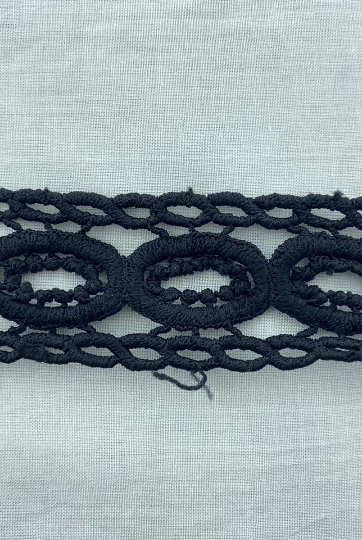 Siyah Kuş Gözü Detaylı Yerli Brode Bant