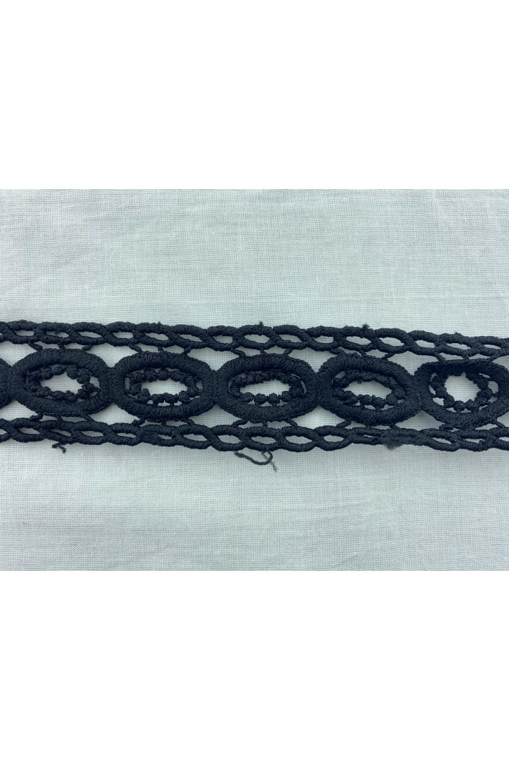 Siyah Kuş Gözü Detaylı Yerli Brode Bant