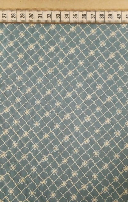 Mavi Şifon Üzeri Polyester Brode