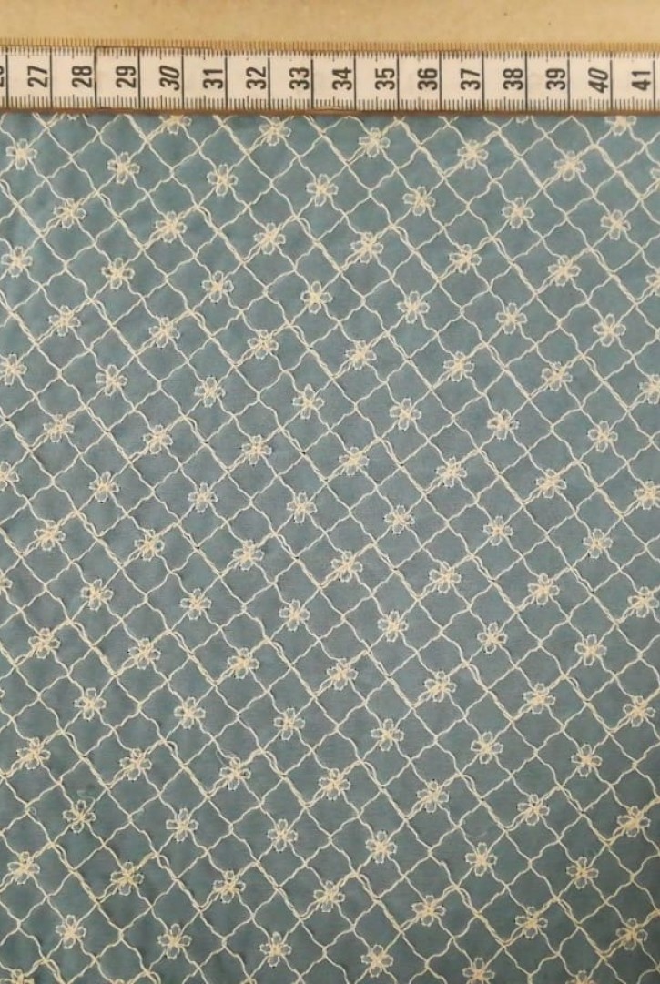 Mavi Şifon Üzeri Polyester Brode