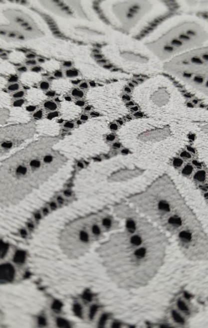 Gri Likralı Naylon Dantel Kumaş