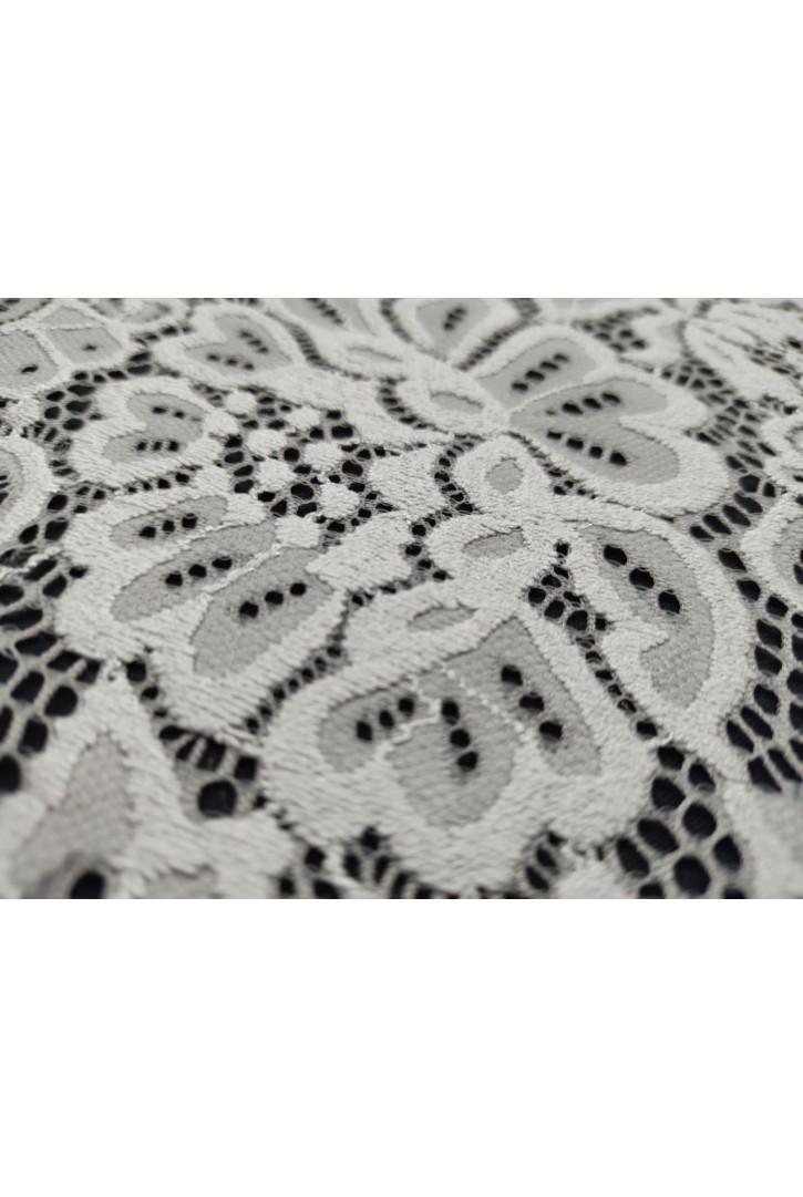 Gri Likralı Naylon Dantel Kumaş