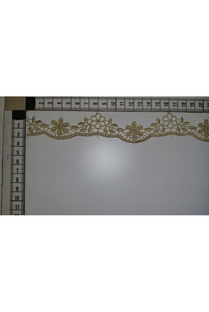 Brode Güpür Bant Polyester Lurex Simli Yerli Gold