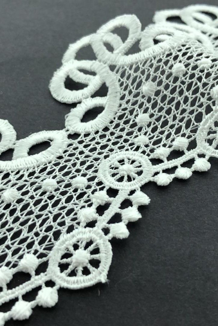 Parlak Ham Polyester Güpür Brode Bant, 7 cm