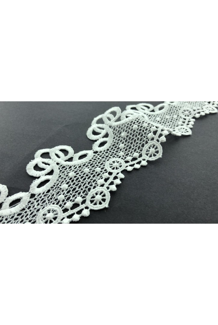 Parlak Ham Polyester Güpür Brode Bant, 7 cm