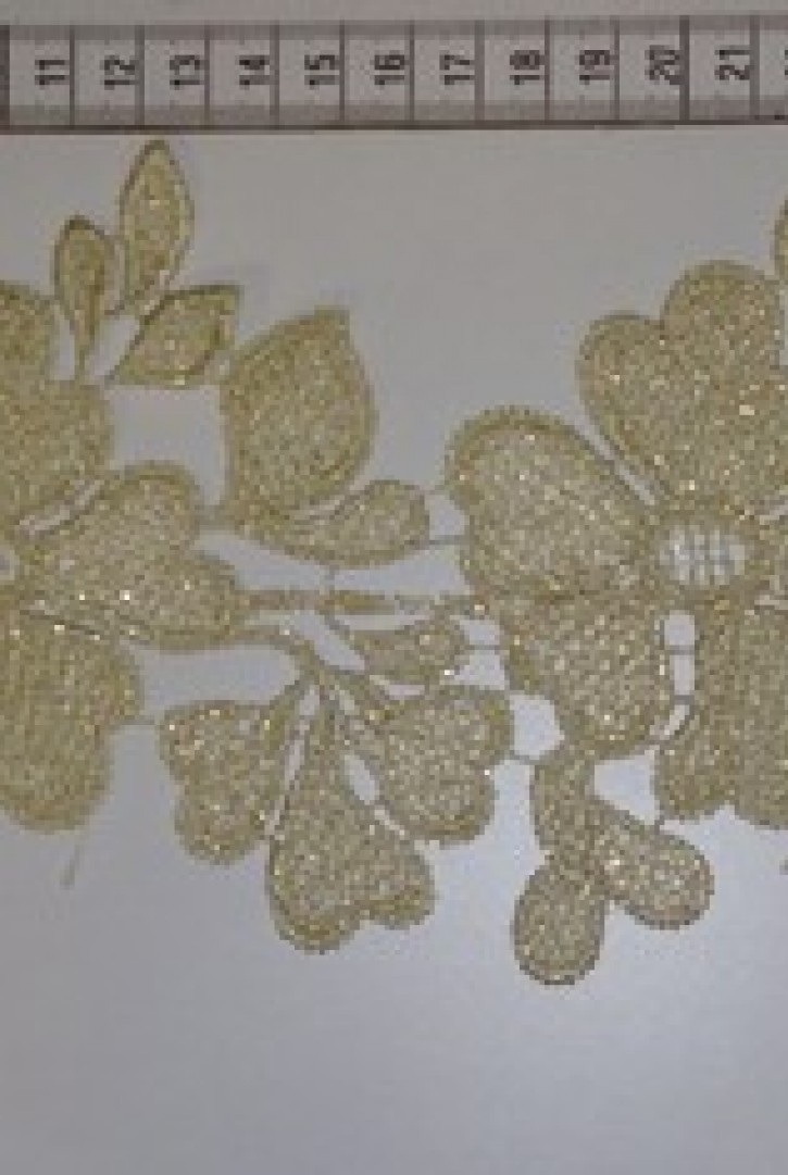 Gold Simli Lurex İşlemeli Güpür Brode Bant, Yerli