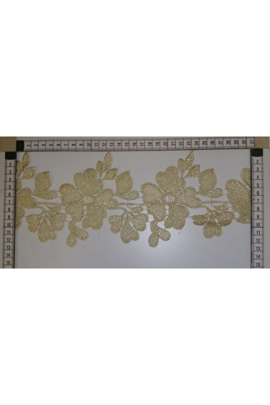 Gold Simli Lurex İşlemeli Güpür Brode Bant, Yerli