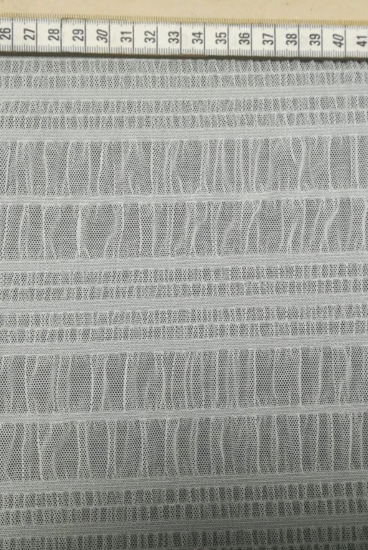 Beyaz Likralı Pliseli Naylon Tül Kumaş, 145 cm