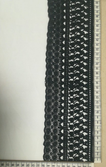 Siyah Mat Polyester Güpür Brode Bant