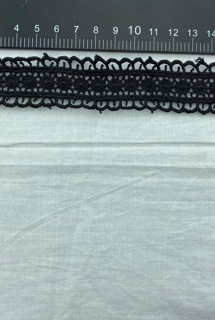 Siyah Mat Polyester Güpür Brode Bant