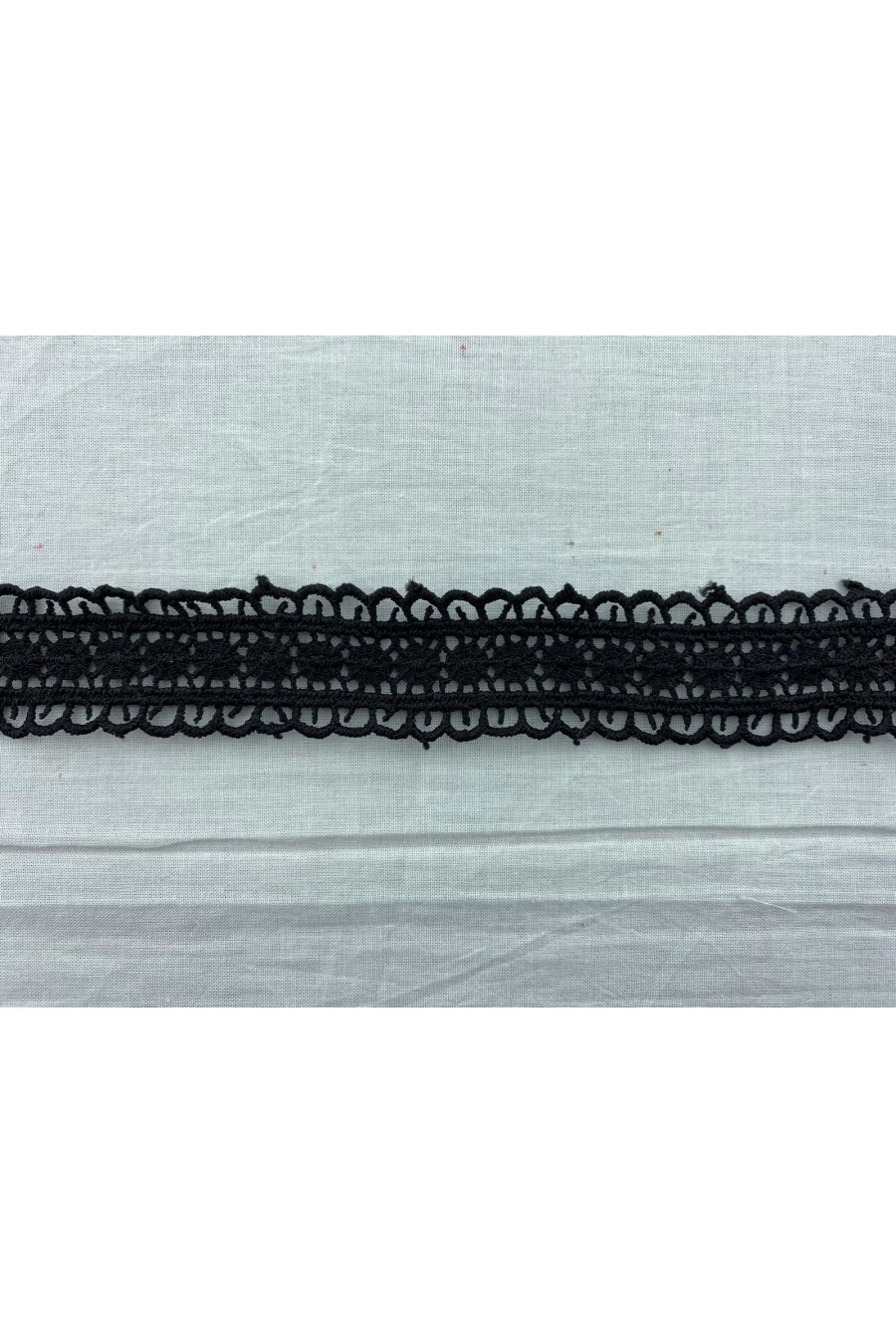 Siyah Mat Polyester Güpür Brode Bant