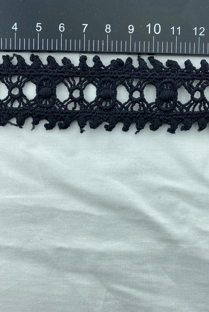 Siyah Mat Polyester Güpür Brode Bant