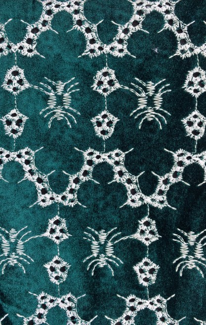 125 cm Yeşil Kadife Yerli Brode