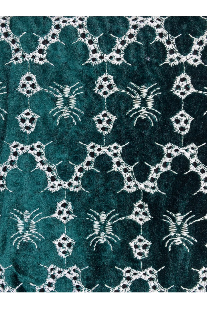 125 cm Yeşil Kadife Yerli Brode