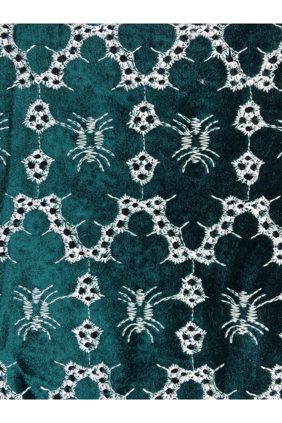 125 cm Yeşil Kadife Yerli Brode