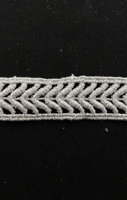 2 cm Gümüş Lurex Güpür Brode Bant, Yerli