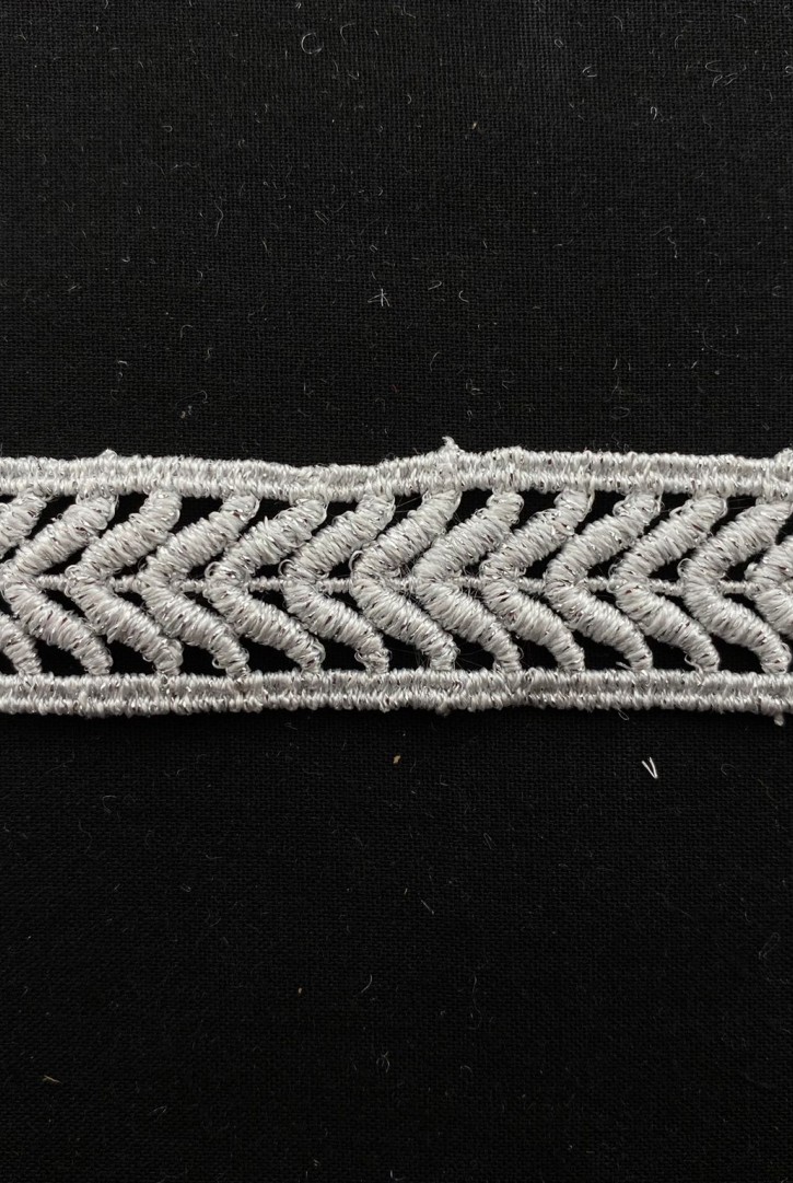 2 cm Gümüş Lurex Güpür Brode Bant, Yerli