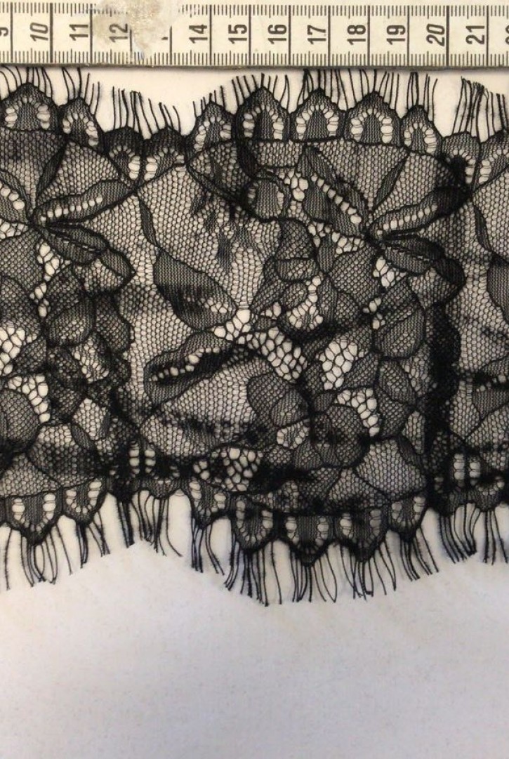 Siyah Sakallı Flok Dantel, Naylon