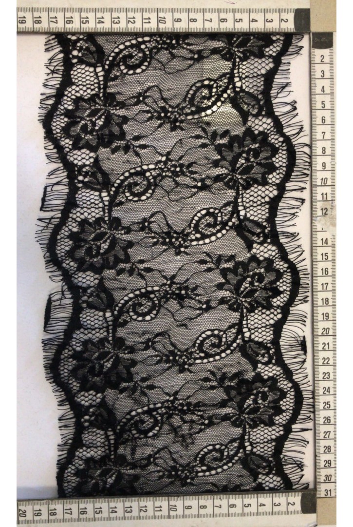 Siyah Sakallı Naylon Flok Dantel