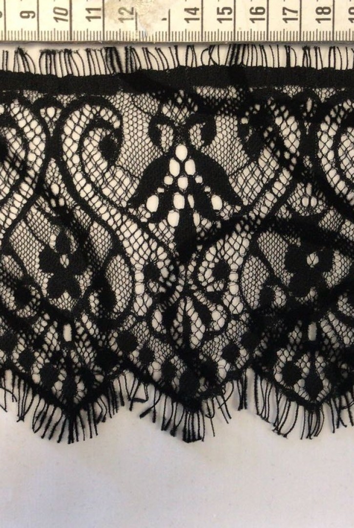 Siyah Sakallı Naylon Flok Dantel