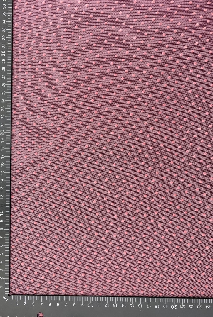 Gül Kurusu Flok Baskılı Büyük Puantiyeli Tül