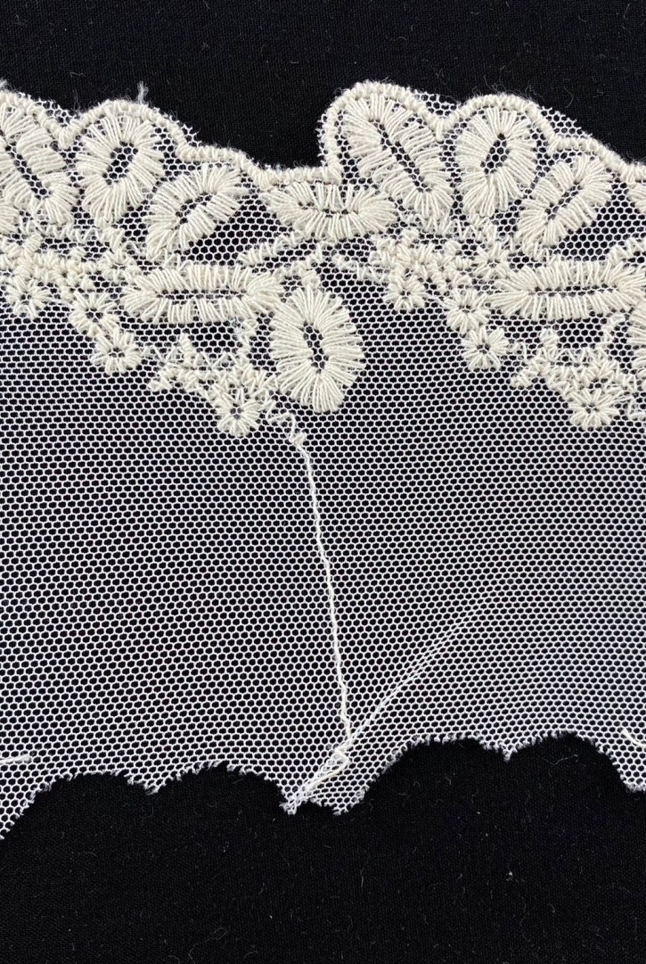 Ham Tül Üzeri Pamuk Brode Bant, Yerli, 11 cm