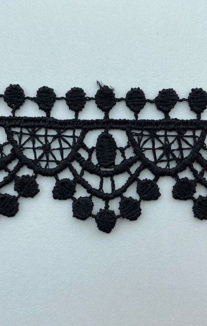 Brode Yerli Güpür Bant Mat Polyester Siyah 3 CM