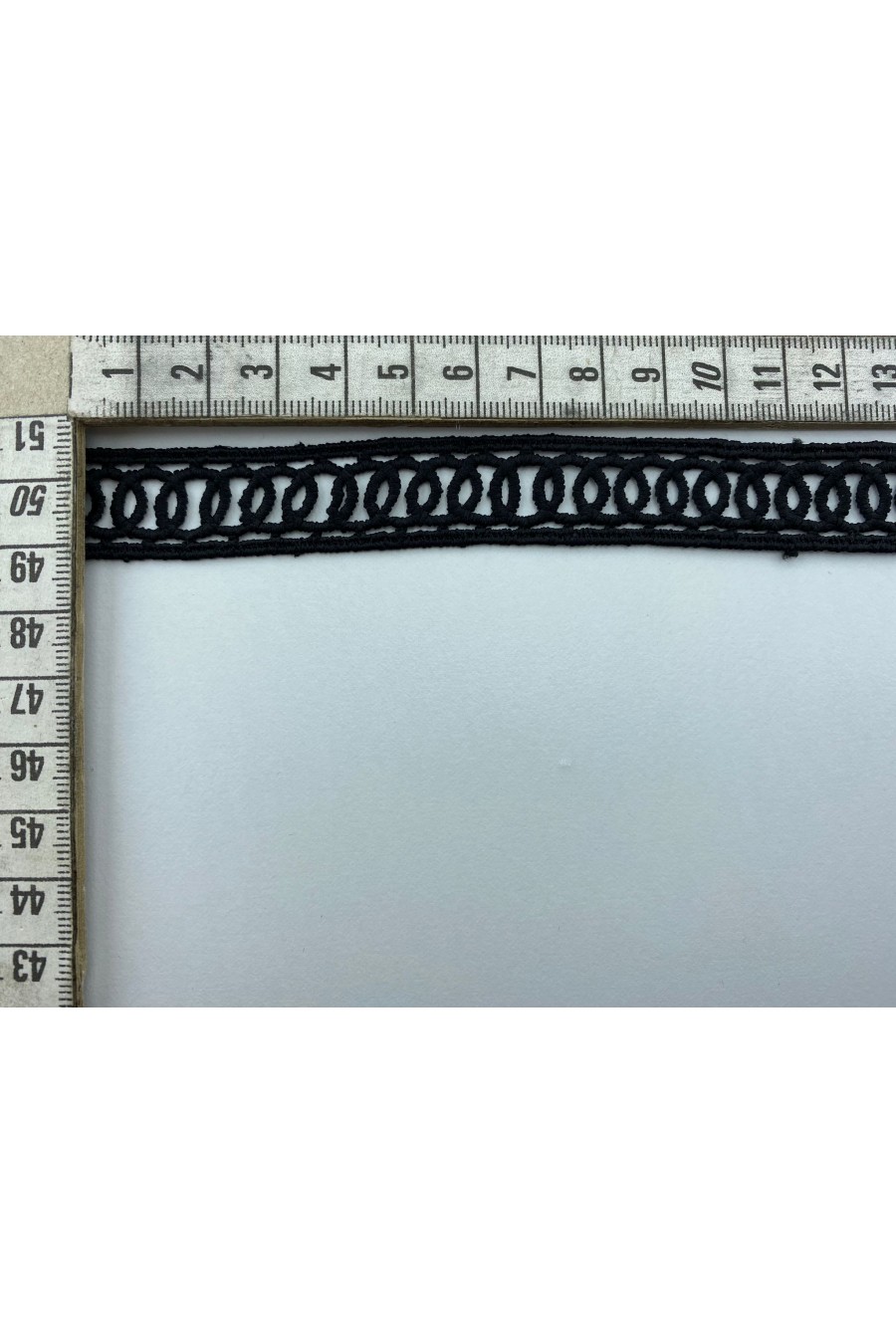 Siyah Mat Polyester Güpür Brode Bant, İthal, 2 cm