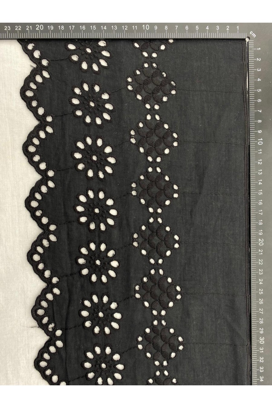 22 cm Siyah Vual Pamuk Polyester Brode Bant