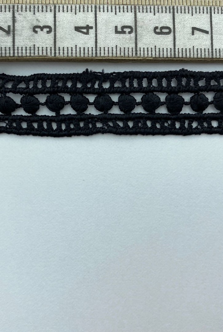 1,5 cm Siyah Mat Polyester Güpür Brode Bant