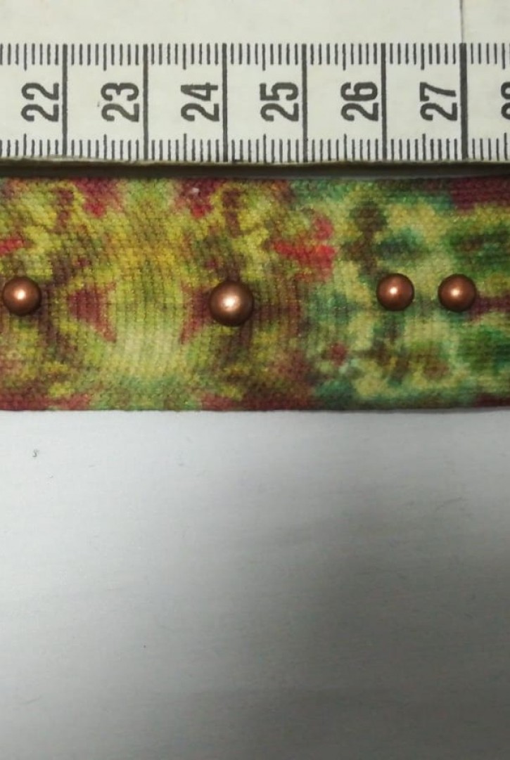 Haki-Yeşil Taşlı Batik Desenli Raşel Bant, 3 cm
