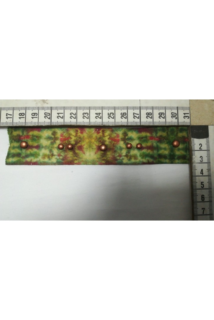 Haki-Yeşil Taşlı Batik Desenli Raşel Bant, 3 cm