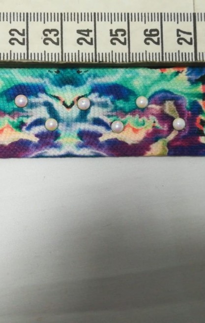 Multicolor Batik Desenli Taşlı Raşel Bant, 3 cm