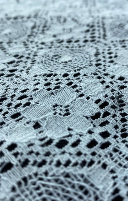 Mavi Pamuk Polyester İthal Dantel - 150 cm