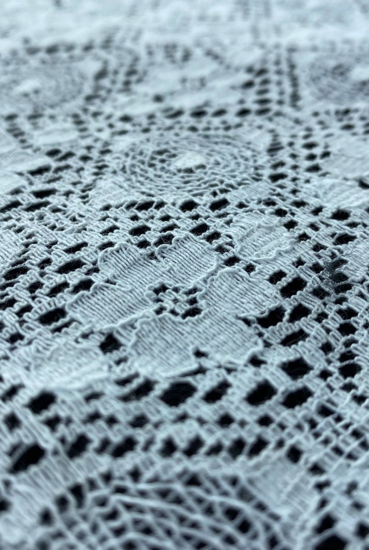 Mavi Pamuk Polyester İthal Dantel - 150 cm