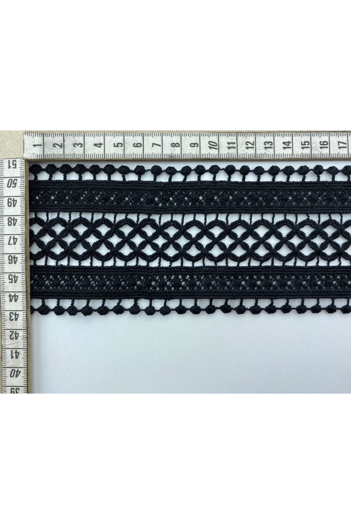 Brode Yerli Bant Güpür Mat Polyester Siyah 8 CM