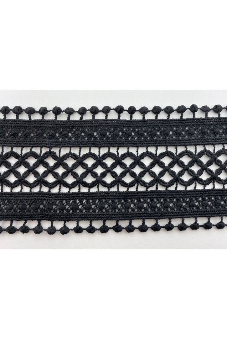 Brode Yerli Bant Güpür Mat Polyester Siyah 8 CM